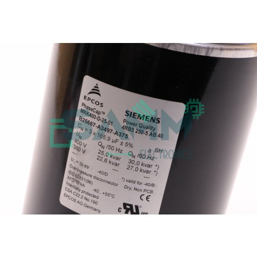 EPCOS MKK400-D-25KVAR ; B25667-A3497-A375 LV PFC CAPACITOR 3X165,9uf +- 5% New